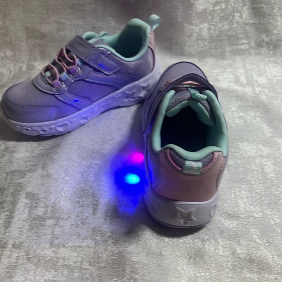 Lights Purple and Pink Chunky Sneakers with Retro Design - Picture 3 of 8